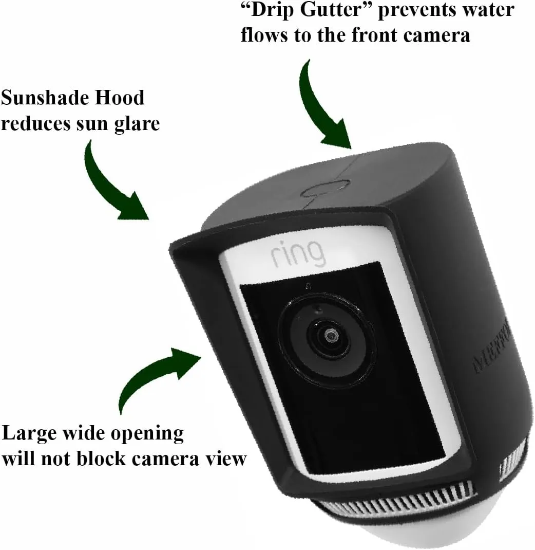 Silicone Skin Case Compatible with Ring Floodlight Cam Wired Pro - Sun Glare, UV & Weather Protection Skins Cover (Black, 2 Pack)