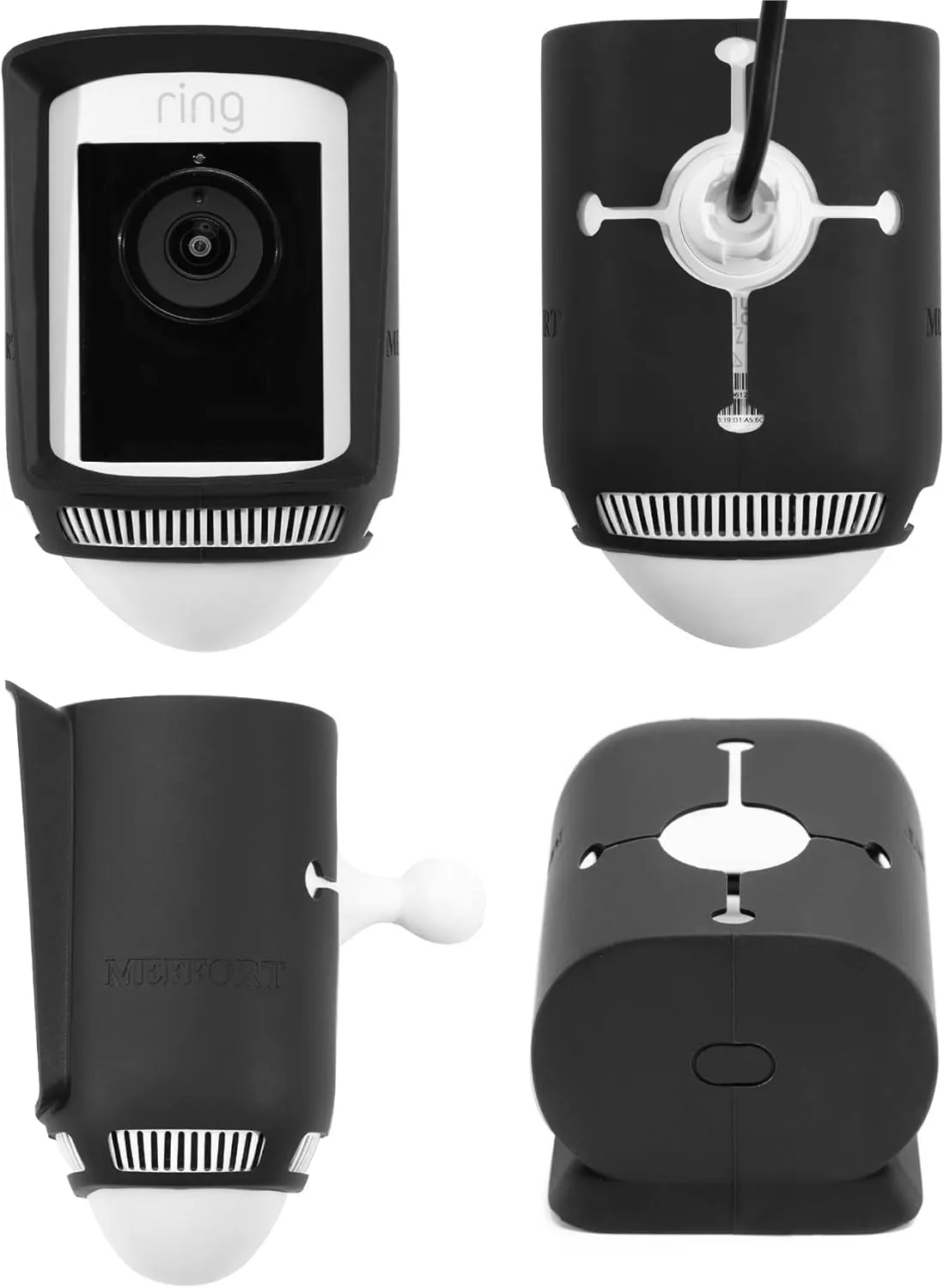 Silicone Skin Case Compatible with Ring Floodlight Cam Wired Pro - Sun Glare, UV & Weather Protection Skins Cover (Black, 2 Pack)