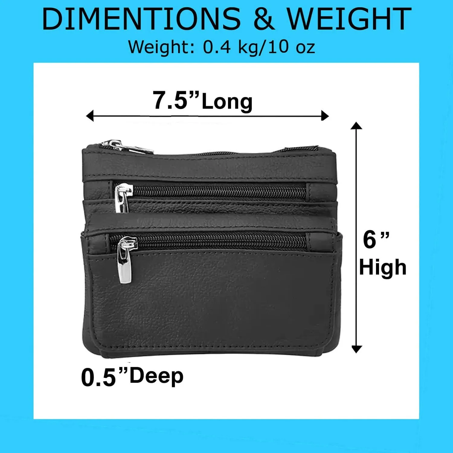 SILVERFEVER Leather Bike Rider Accordion Bag Cross Body Belt Phone Pack Pouch (Black)
