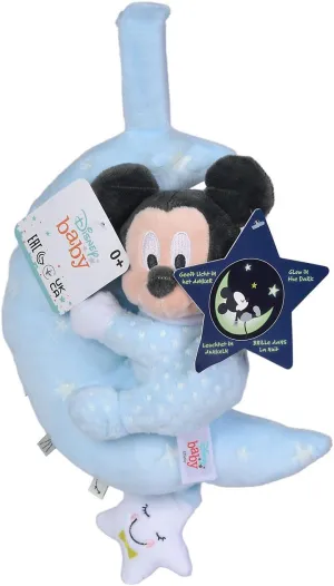 Simba 6315872506 Disney Mickey Mouse Music Box Moon, Glow in The Dark, Baby Toy, Mickey Mouse, from The First Months of Life, Multi-Colour