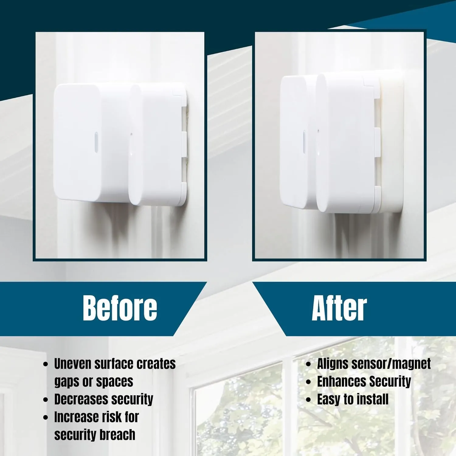 Simplisafe Entry Sensor Magnet Risers | Contact Sensor Spacers with 3M Adhesive | Easy Install for All Simplisafe Security Systems (1/2 inch - 5 Pack)