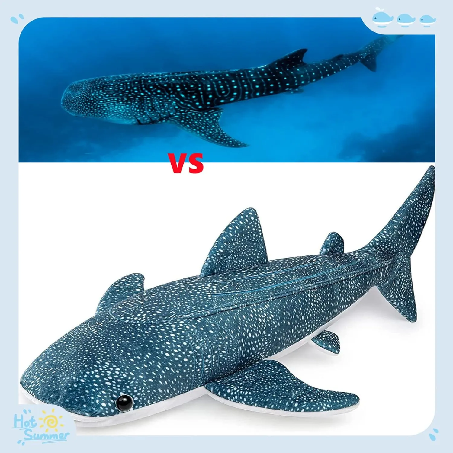 Simulation Scared Shark Plush Toys, Scared Shark Stuffed Animals Cute and Soft Realistic Ocean Animal Plush Kids Birthday Gift Family Decorations 20inch Blue