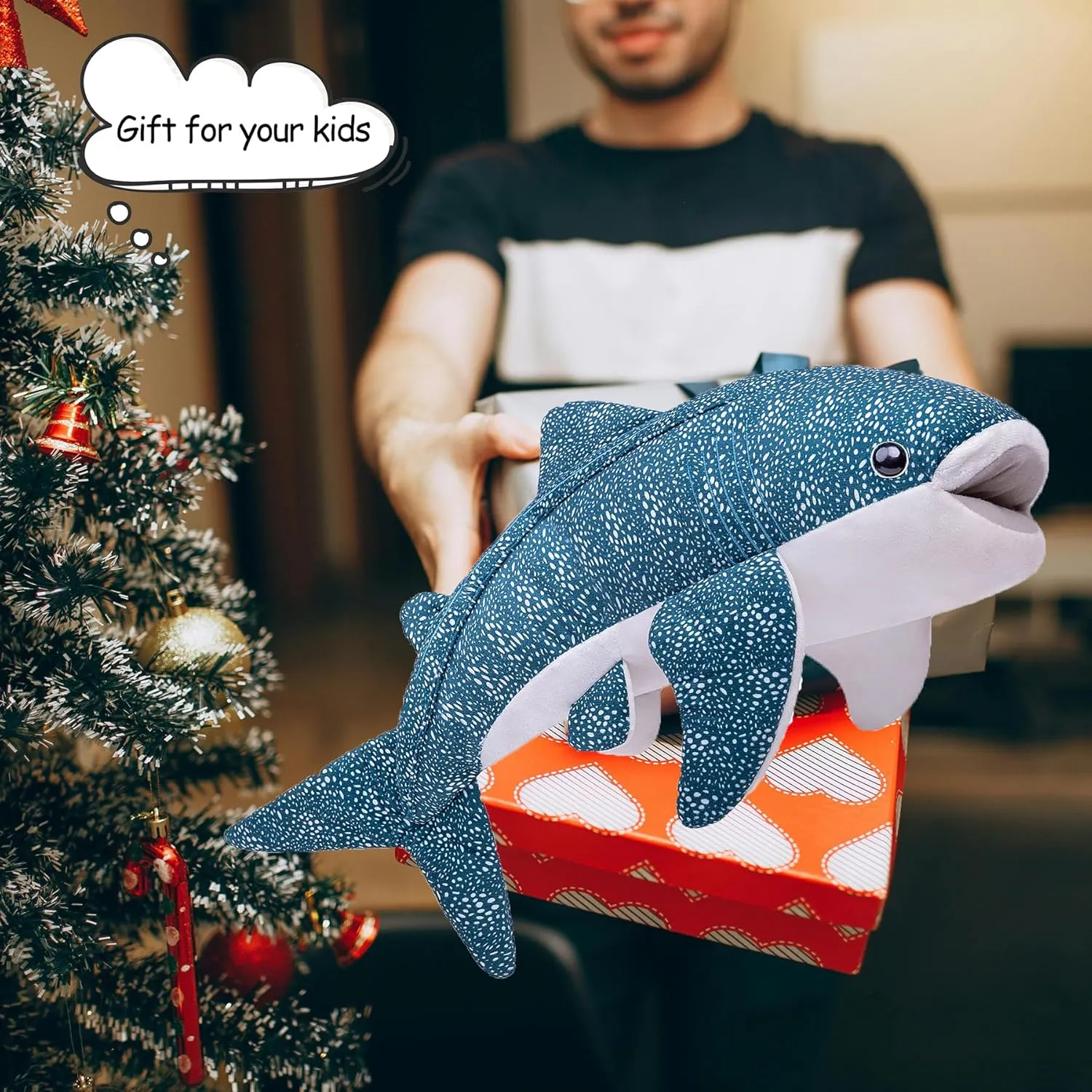Simulation Scared Shark Plush Toys, Scared Shark Stuffed Animals Cute and Soft Realistic Ocean Animal Plush Kids Birthday Gift Family Decorations 20inch Blue