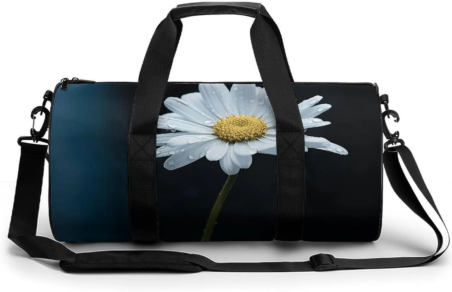Single Daisy Flower Sport Gym Duffle Travel Bag for Women Men Overnight Weekender Bag with Shoe Compartment,Wet Pocket, 17.7in/9in/9in, style