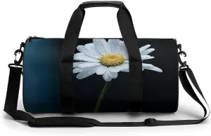 Single Daisy Flower Sport Gym Duffle Travel Bag for Women Men Overnight Weekender Bag with Shoe Compartment,Wet Pocket, 17.7in/9in/9in, style