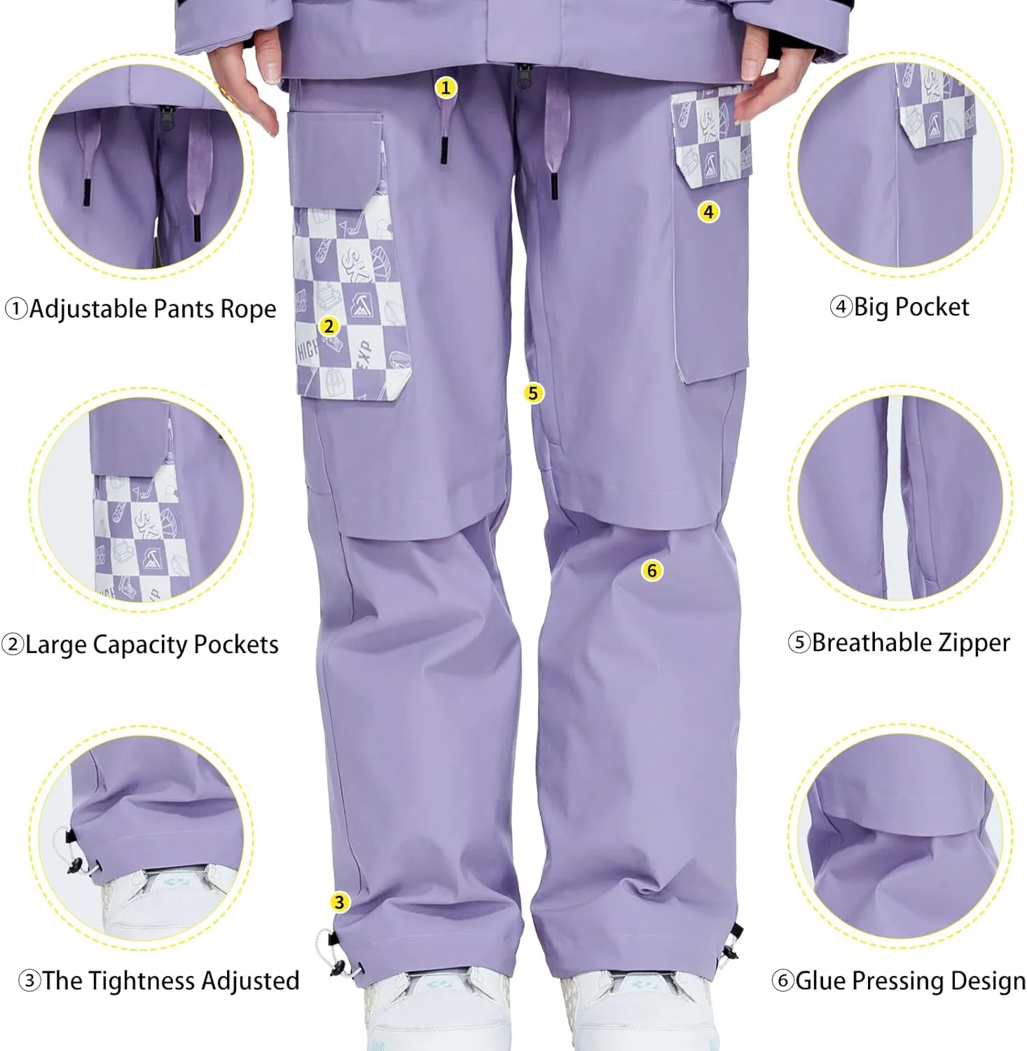 Ski Pants Snow Snowboard Pants Waterproof Baggy Windproof Hiking Winter for Men Women