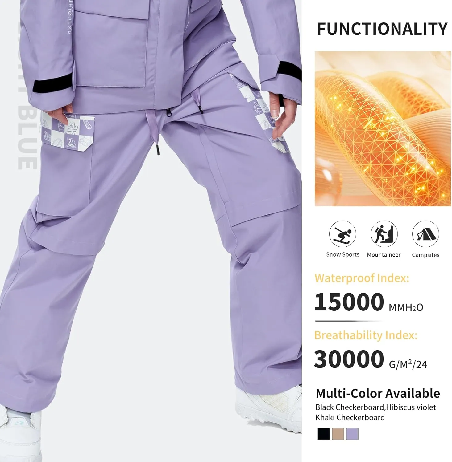 Ski Pants Snow Snowboard Pants Waterproof Baggy Windproof Hiking Winter for Men Women