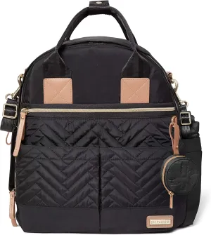 Skip Hop Diaper Bag Backpack: Suite 6-in-1 Diaper Backpack Set, Multi-Function Baby Travel Bag with Changing Pad, Stroller Straps, Bottle Bag and Pacifier Pocket, Black