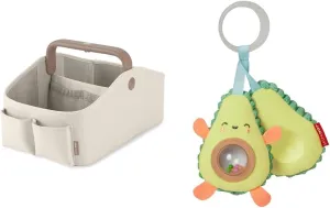Skip Hop Diaper Caddy Organizer with Touch Sensor Night Light and Avocado Stroller Toy with Peek-a-Boo Rattle