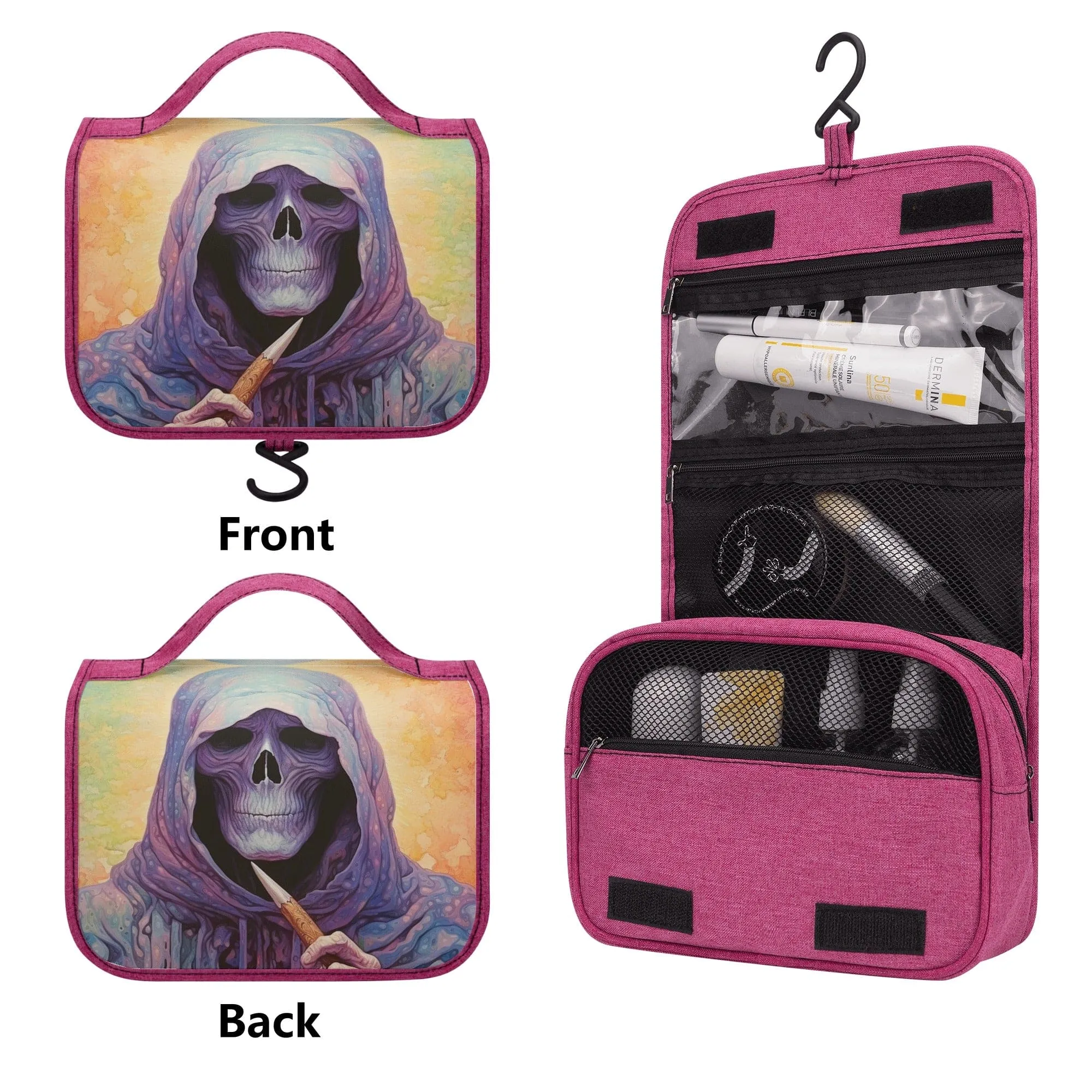 Skull Grim Reaper Toiletry Cosmetic Travel Bag