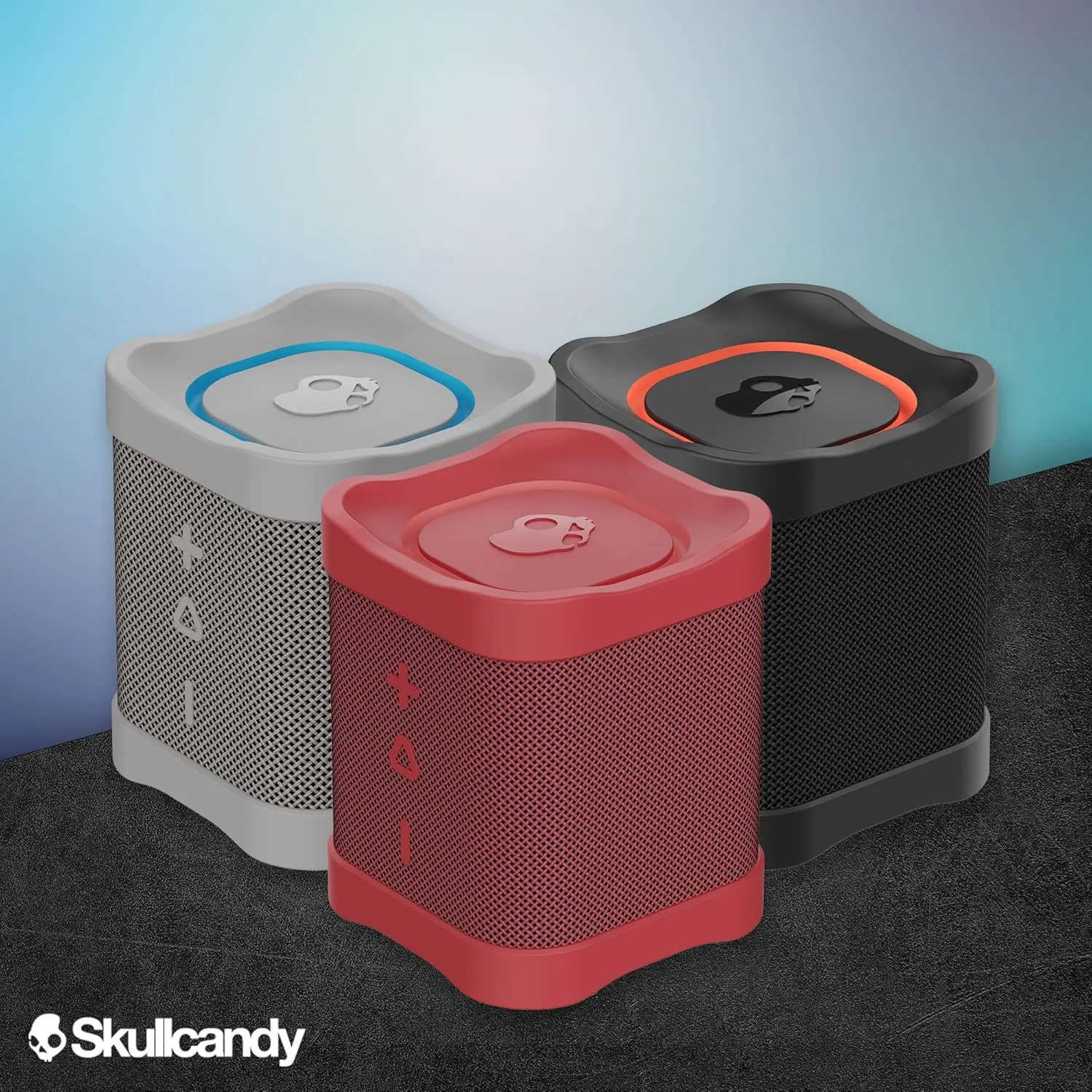 Skullcandy Terrain Mini Wireless Bluetooth Speaker - IPX7 Waterproof Portable Speaker with Dual Custom Passive Radiators, 14 Hour Battery, Nylon Wrist Wrap, & True Wireless Stereo