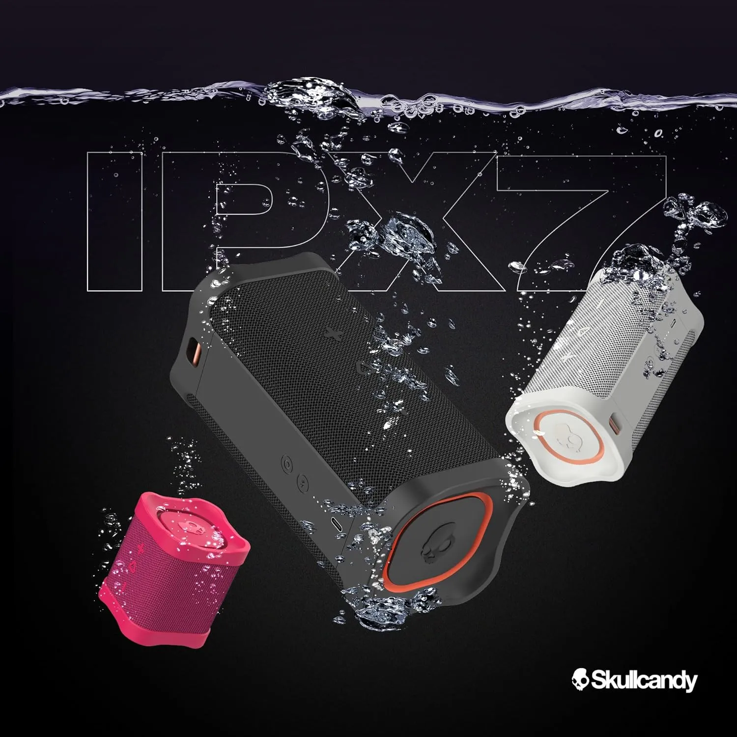 Skullcandy Terrain Mini Wireless Bluetooth Speaker - IPX7 Waterproof Portable Speaker with Dual Custom Passive Radiators, 14 Hour Battery, Nylon Wrist Wrap, & True Wireless Stereo