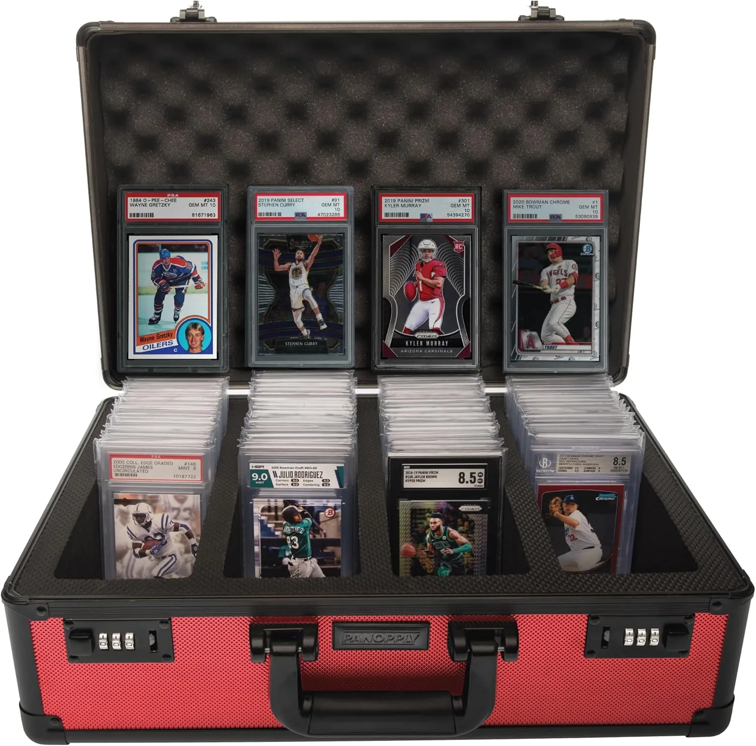 SLAB ARMOR FUSION 160  4 Row Psa Graded Card Storage Box Graded Card Case Psa Slab Case for Graded Cards Baseball Card Cases for Sports Cards Storage Sports (RED)