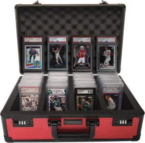 SLAB ARMOR FUSION 160  4 Row Psa Graded Card Storage Box Graded Card Case Psa Slab Case for Graded Cards Baseball Card Cases for Sports Cards Storage Sports (RED)