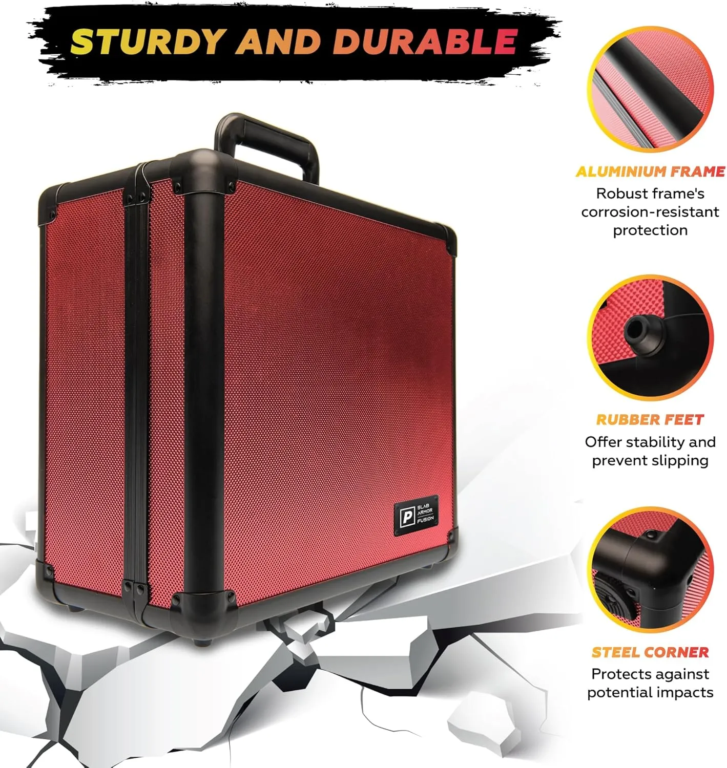 SLAB ARMOR FUSION 160  4 Row Psa Graded Card Storage Box Graded Card Case Psa Slab Case for Graded Cards Baseball Card Cases for Sports Cards Storage Sports (RED)
