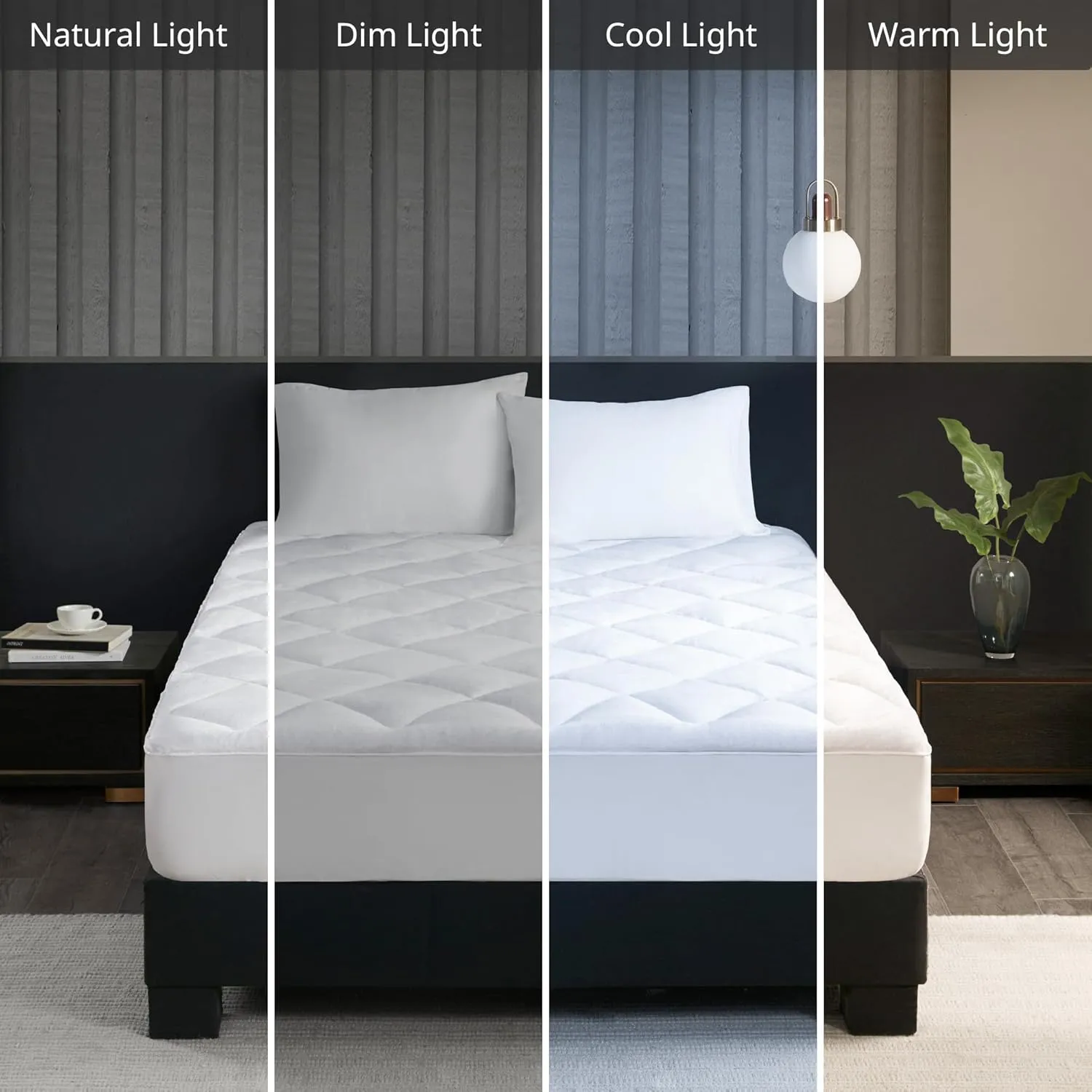 Sleep Philosophy Waterproof Mattress Protector Queen Size Mattress Pad, Warm & Cool Reversible Quilted & Fitted Plush Mattress Topper, HeiQ Temperature Regulating, Deep Pocket Fits Up to 18" White