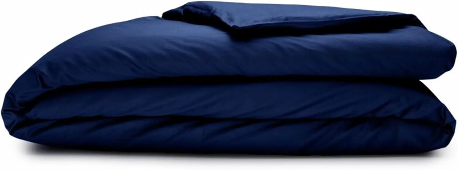 Sleepgram Supima Machine Washable 400 Thread Count Cotton Silver Ion Infused Luxury Zippered Duvet Cover with Travel Bag, King, Poseidon Blue