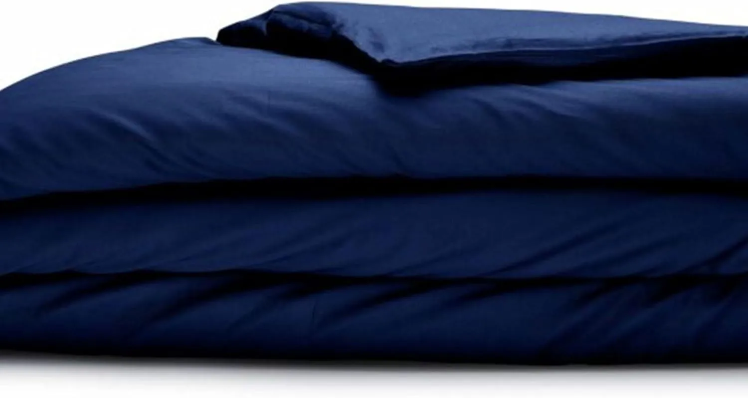 Sleepgram Supima Machine Washable 400 Thread Count Cotton Silver Ion Infused Luxury Zippered Duvet Cover with Travel Bag, King, Poseidon Blue