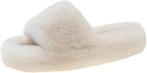 Slippers for Women, Memory Foam House Bedroom Slippers Comfy Faux Fur Lined Slide Shoes Outdoor Open Toe Slippers