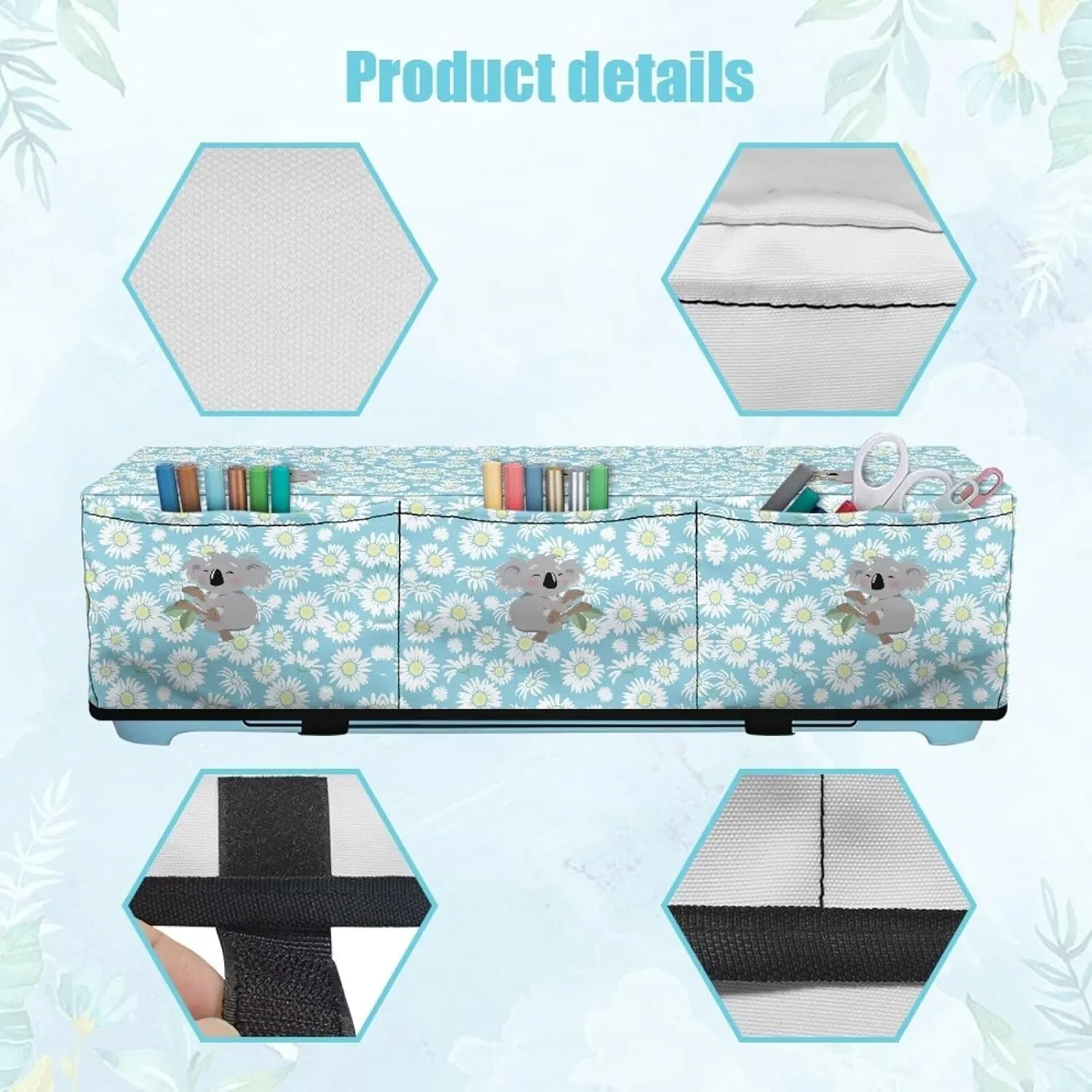 Sloth Daisy Carrying Case Cover with Pockets Waterproof Organization and Storage Bags Stain Resistant Elastic Scrapbooking Die-cut Machine Covers Dust Cover