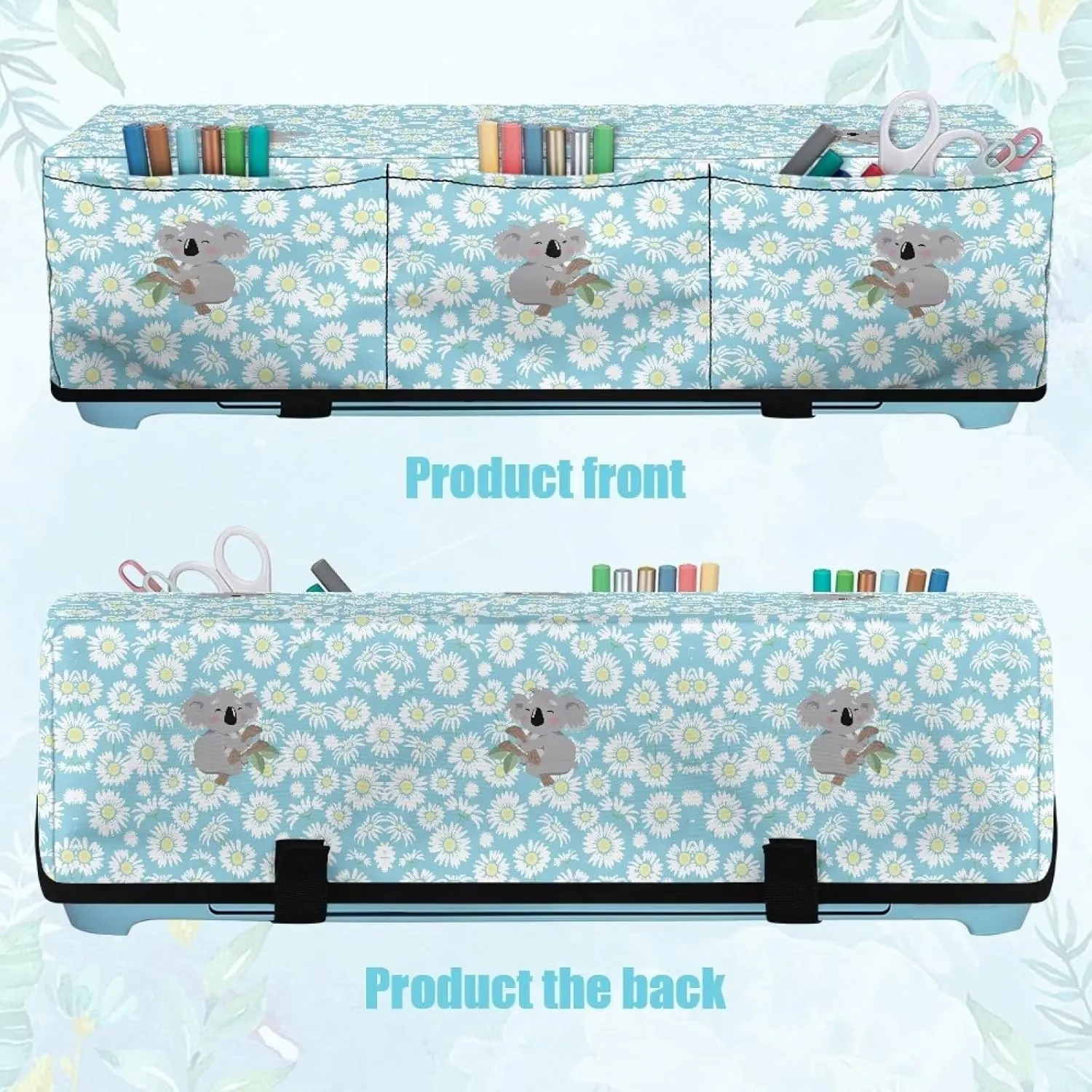 Sloth Daisy Carrying Case Cover with Pockets Waterproof Organization and Storage Bags Stain Resistant Elastic Scrapbooking Die-cut Machine Covers Dust Cover