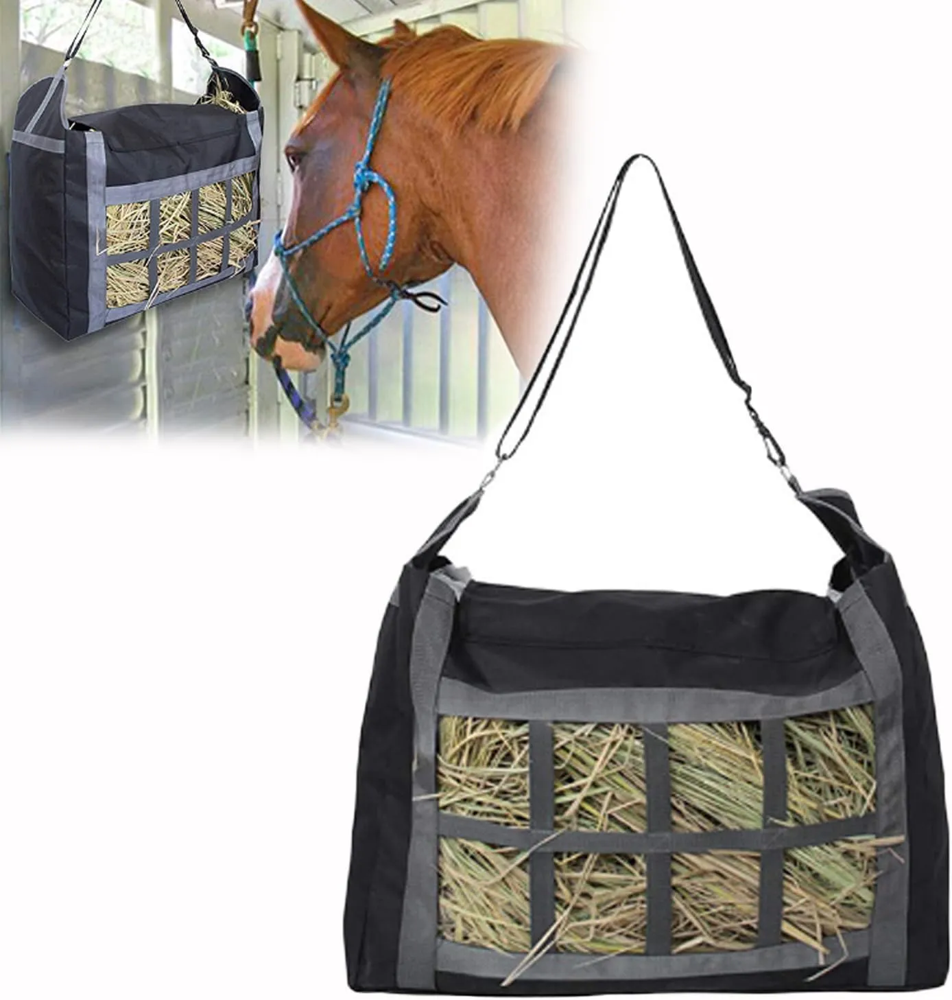 Slow Feeder Hay Bag - Hay Storage Net for Horse Donkey Goat for Camping Trips, Easy to Fill (1 PCS)