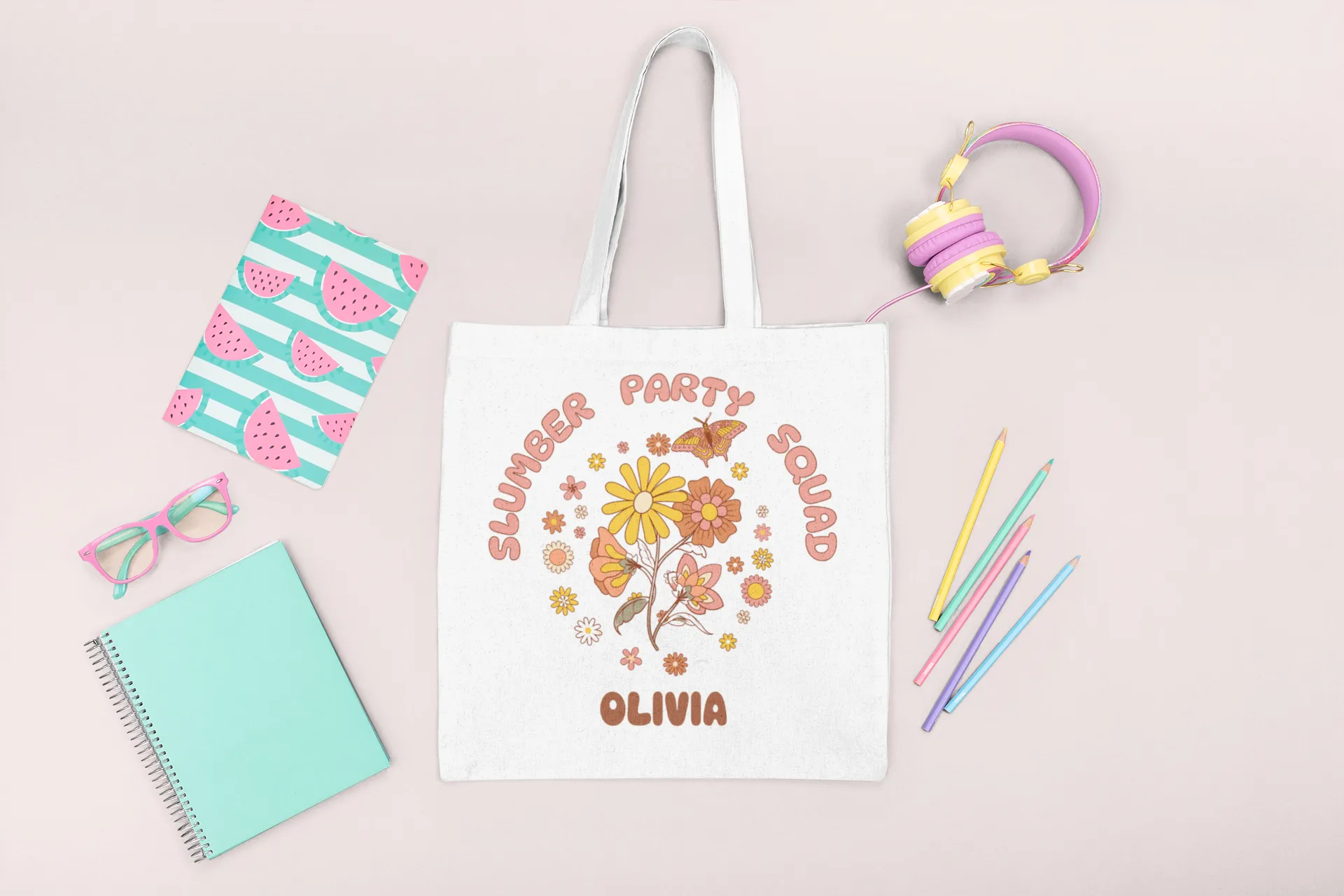 Slumber Party Favor Hippie Tote Bag