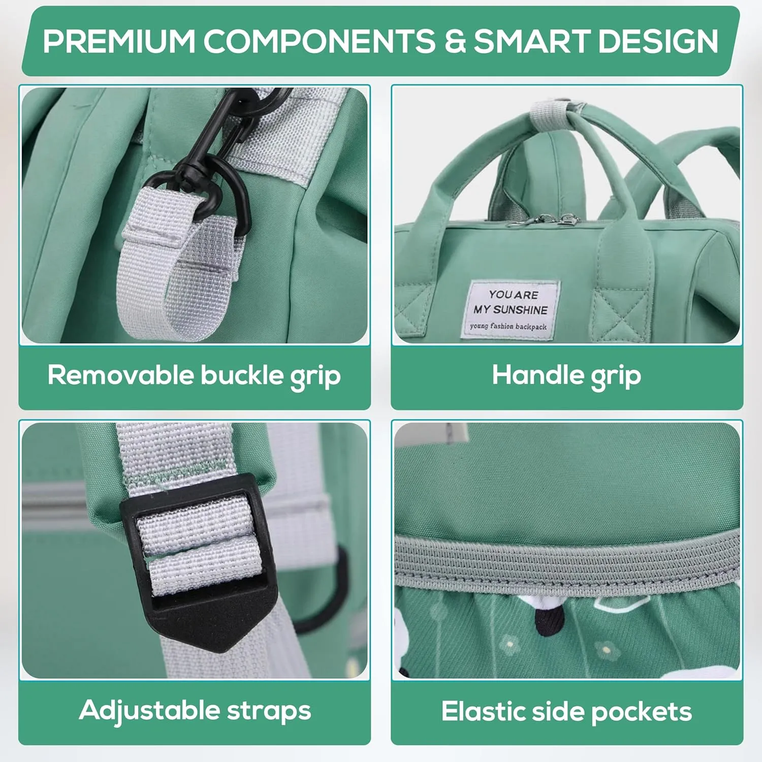 Small Diaper Bag Backpack - Baby Boy Diaper Bag - Multifunction Waterproof Baby Bags for Boys - Pañaleras para Bebe - Toddler Diaper Bag Backpack for Mom with Insulated Pockets, Stroller Straps. Green