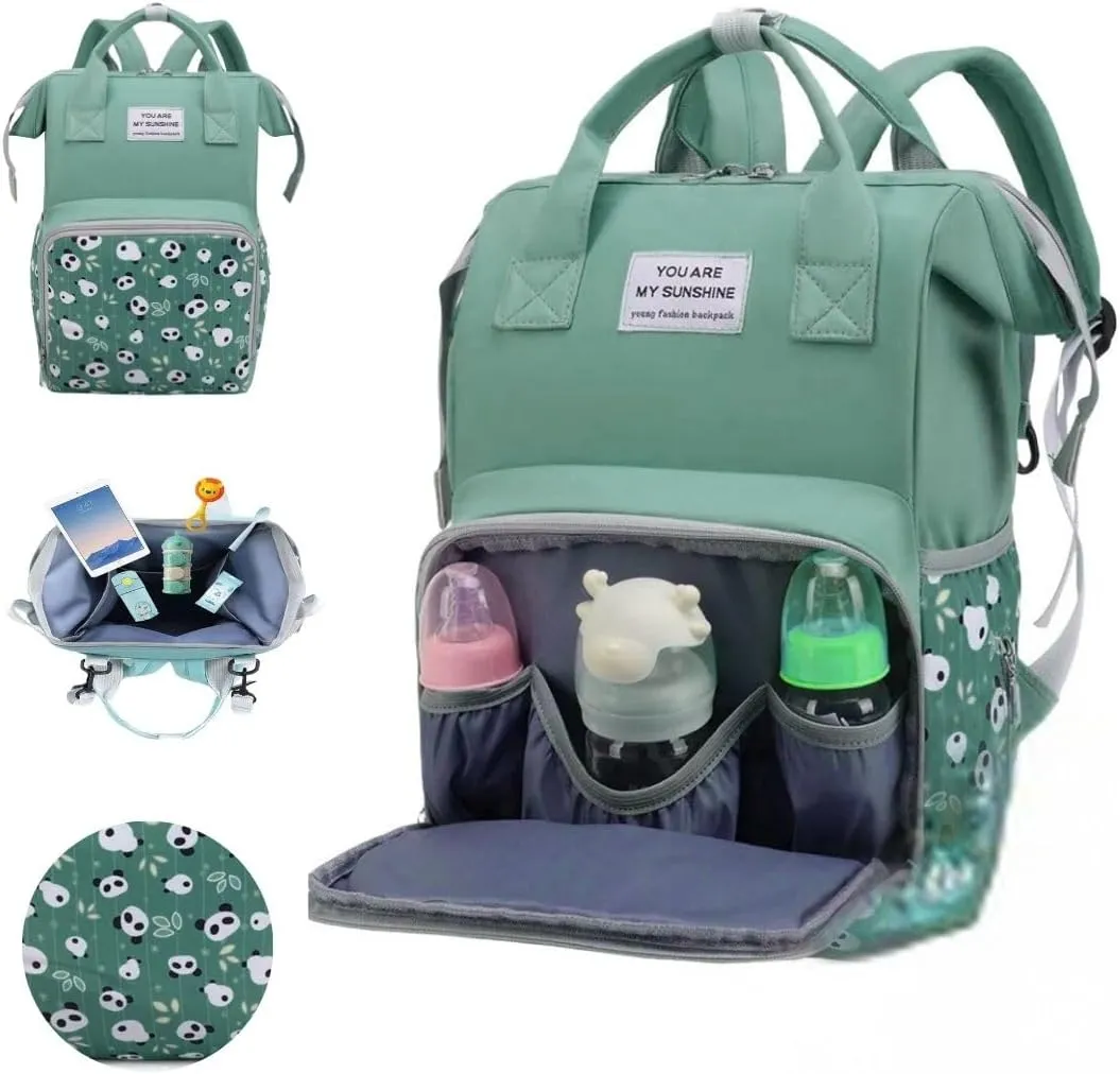 Small Diaper Bag Backpack - Baby Boy Diaper Bag - Multifunction Waterproof Baby Bags for Boys - Pañaleras para Bebe - Toddler Diaper Bag Backpack for Mom with Insulated Pockets, Stroller Straps. Green