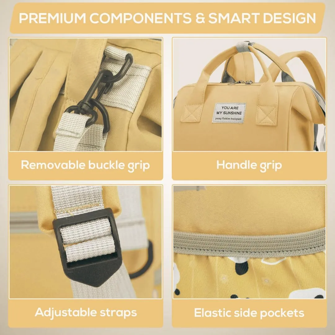 Small Diaper Bag Backpack - Pañaleras para Bebe, Toddler Diaper Bag, Bulto para Bebe, Cute Diaper Bag with Insulated Pockets & Stroller Straps. Yellow