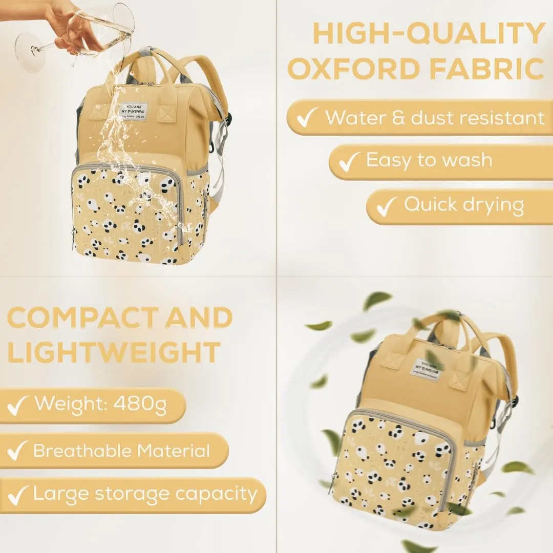 Small Diaper Bag Backpack - Pañaleras para Bebe, Toddler Diaper Bag, Bulto para Bebe, Cute Diaper Bag with Insulated Pockets & Stroller Straps. Yellow