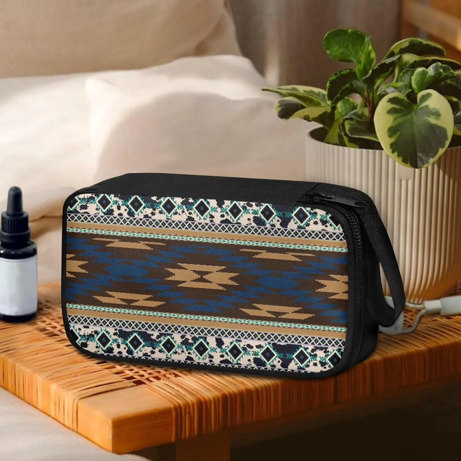Small Essential Oils Storage Essential Oils Carrying Case for 12 Bottles 5ml 10ml 15ml Shockproof Zipper Closure Nail Polish Organizer Holder, American Tribal