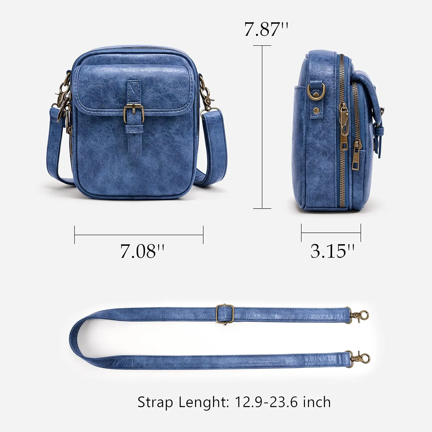 Small Messenger Bag Vegan Leather Crossbody Bag for Women Men, Vintage Cross Body Shoulder Purse with Card Slots