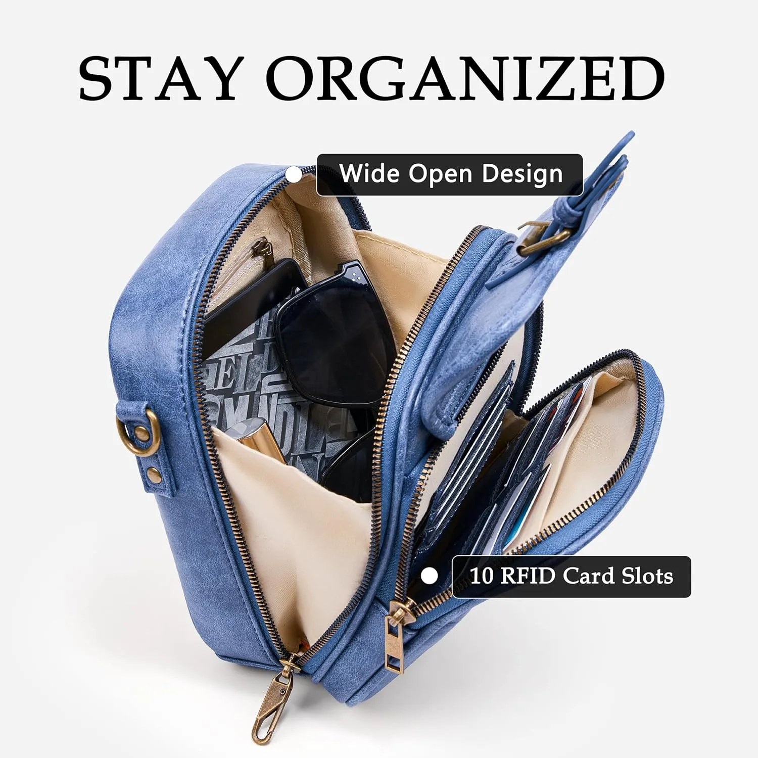 Small Messenger Bag Vegan Leather Crossbody Bag for Women Men, Vintage Cross Body Shoulder Purse with Card Slots
