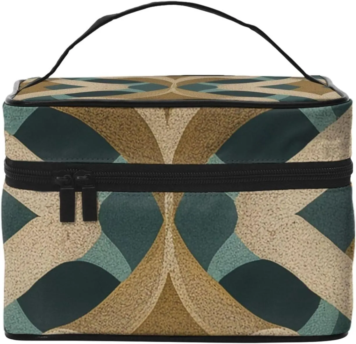 Small Serpentine Pattern Print Makeup Bag,Travel Cosmetic Bag with Zipper for Women Square Make Up Bags Organizer