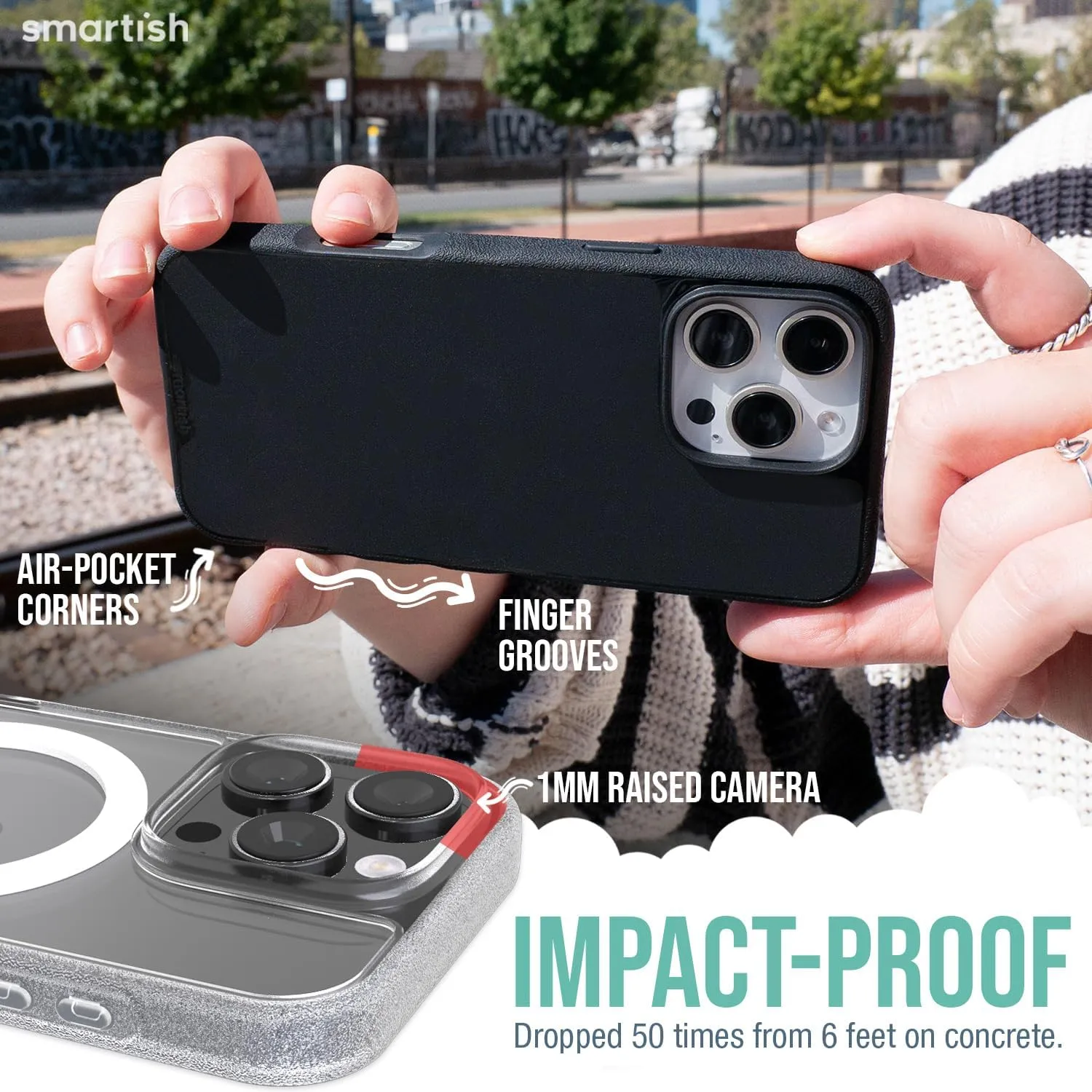 Smartish® iPhone 16 Pro Magnetic Case - Gripmunk Compatible with MagSafe [Lightweight   Protective] Slim & Thin Grip Cover with Microfiber Lining for Apple iPhone 16 Pro - Clearly Clear