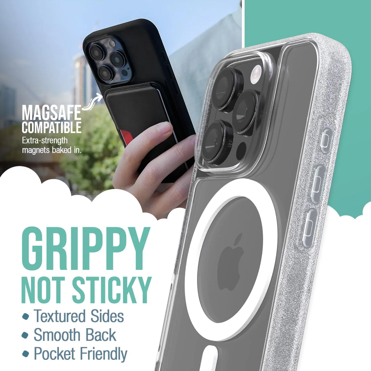 Smartish® iPhone 16 Pro Magnetic Case - Gripmunk Compatible with MagSafe [Lightweight   Protective] Slim & Thin Grip Cover with Microfiber Lining for Apple iPhone 16 Pro - Clearly Clear