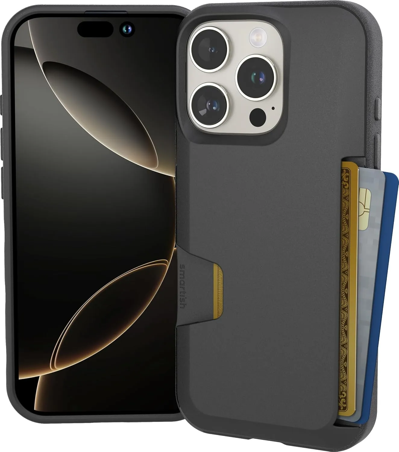 Smartish® iPhone 16 Pro Wallet Case - Wallet Slayer Vol. 1 [Slim   Protective] Credit Card Holder - Drop Tested Hidden Flip Card Slot Cover Compatible with Apple iPhone 16 Pro - Black Tie Affair