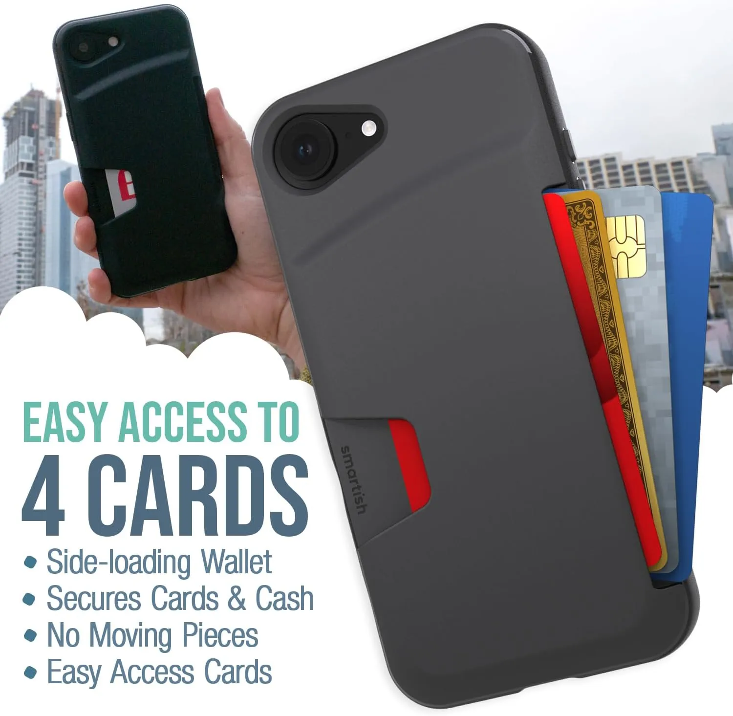 Smartish® iPhone 16 Pro Wallet Case - Wallet Slayer Vol. 1 [Slim   Protective] Credit Card Holder - Drop Tested Hidden Flip Card Slot Cover Compatible with Apple iPhone 16 Pro - Black Tie Affair