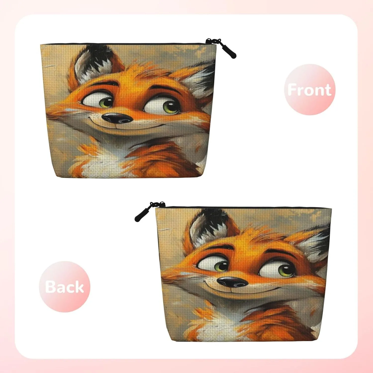 Smiling Fox Series Makeup Bag Birthday Gift Mother'S Day Gifts Are The Internal Capacity Is Large Light And Cute Suitable For Daily Life Travel Etc