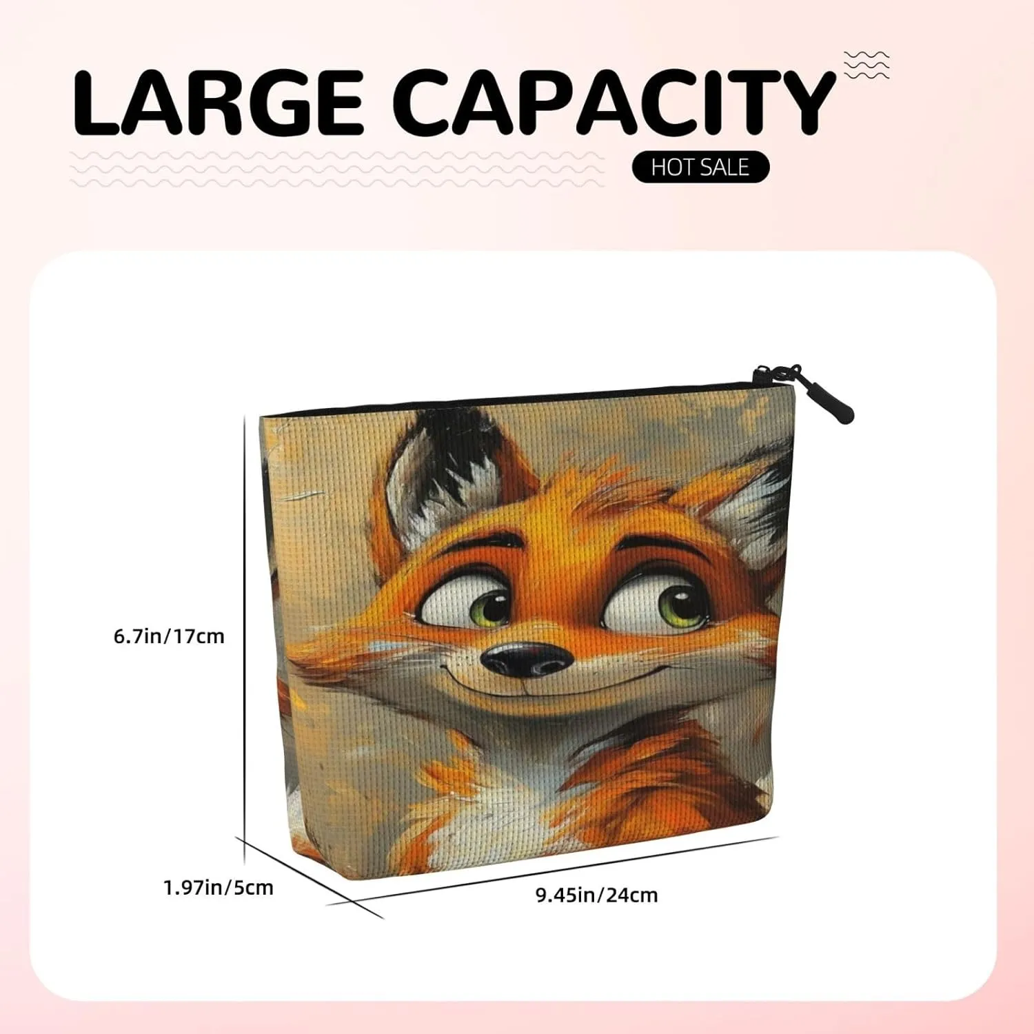 Smiling Fox Series Makeup Bag Birthday Gift Mother'S Day Gifts Are The Internal Capacity Is Large Light And Cute Suitable For Daily Life Travel Etc