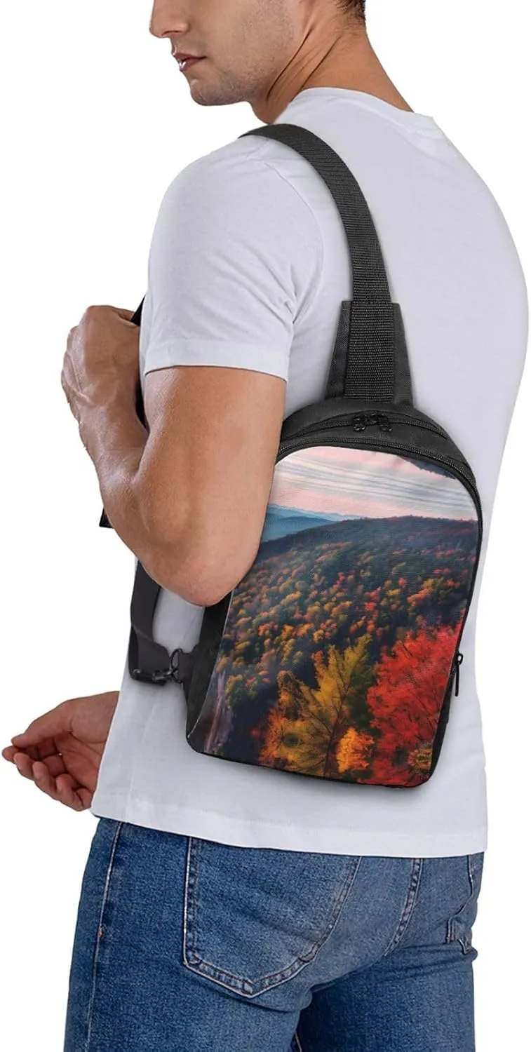 Smokey Mountain Cliff Dual Pocket Chest Bag - Versatile Purse, Sling Purse - Ideal for Concerts, Sports, Travelling, & More