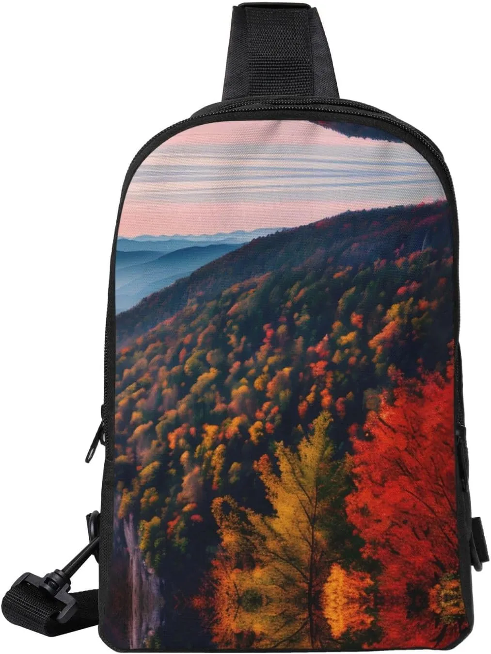 Smokey Mountain Cliff Dual Pocket Chest Bag - Versatile Purse, Sling Purse - Ideal for Concerts, Sports, Travelling, & More