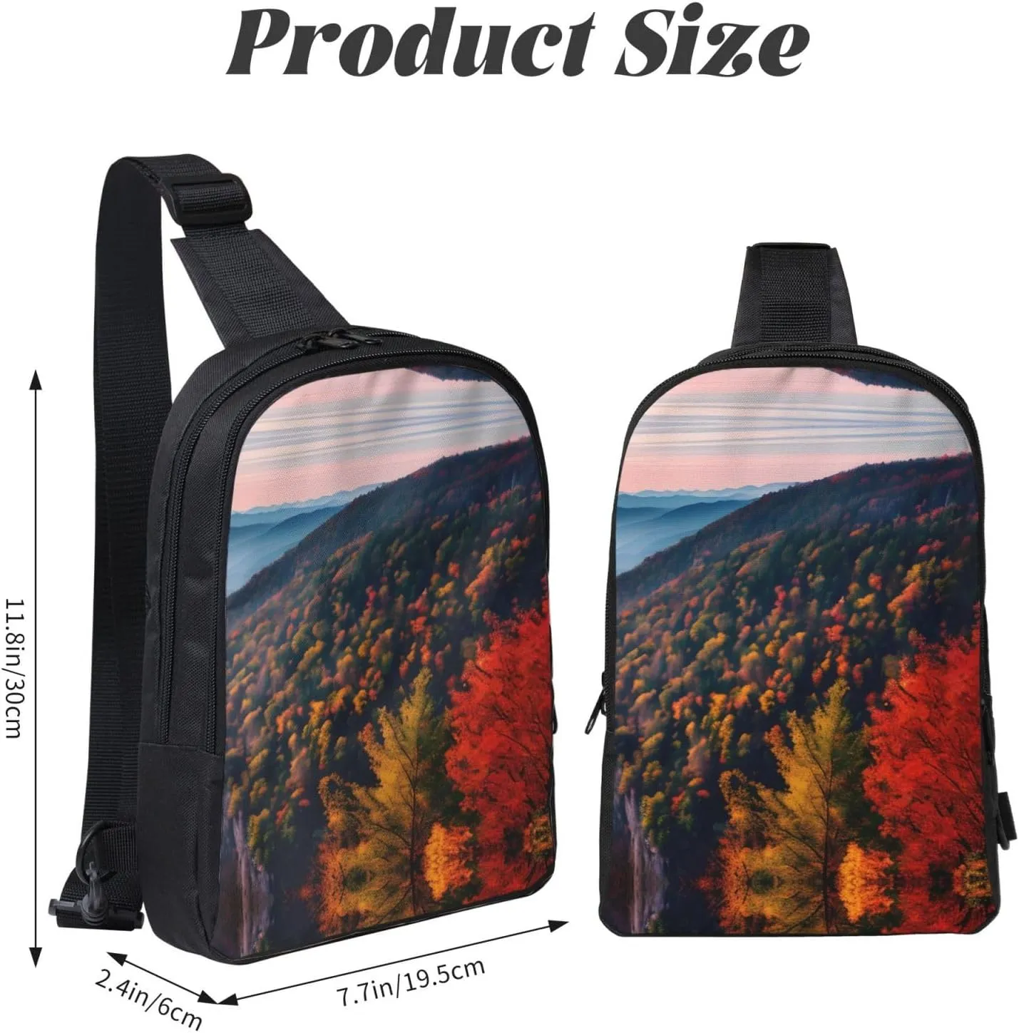 Smokey Mountain Cliff Dual Pocket Chest Bag - Versatile Purse, Sling Purse - Ideal for Concerts, Sports, Travelling, & More