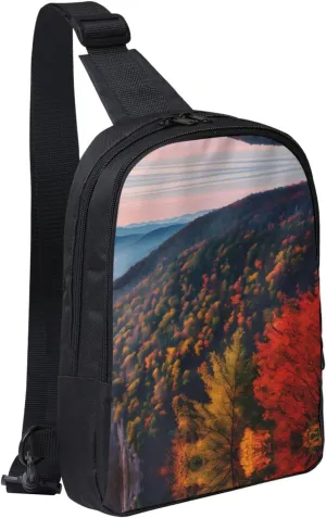 Smokey Mountain Cliff Dual Pocket Chest Bag - Versatile Purse, Sling Purse - Ideal for Concerts, Sports, Travelling, & More