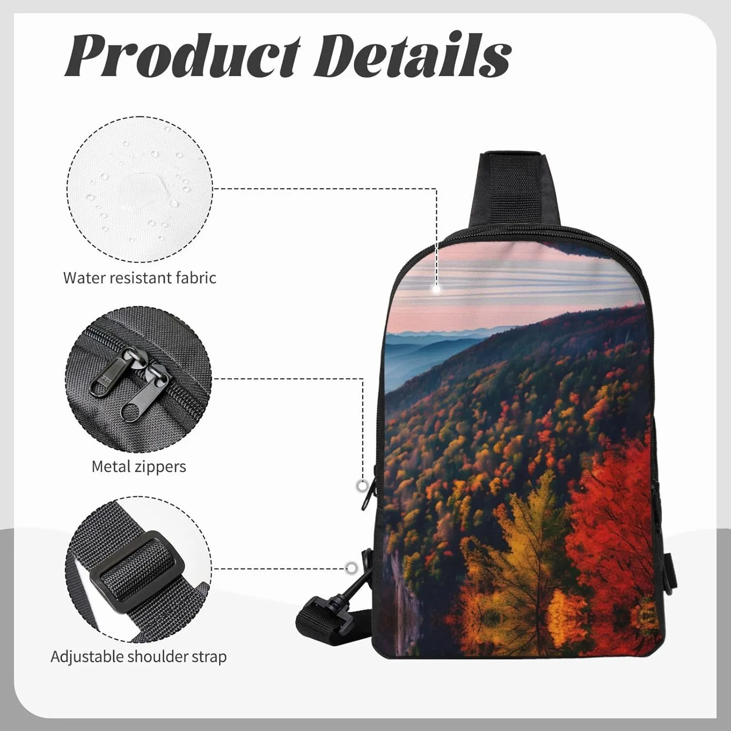 Smokey Mountain Cliff Dual Pocket Chest Bag - Versatile Purse, Sling Purse - Ideal for Concerts, Sports, Travelling, & More