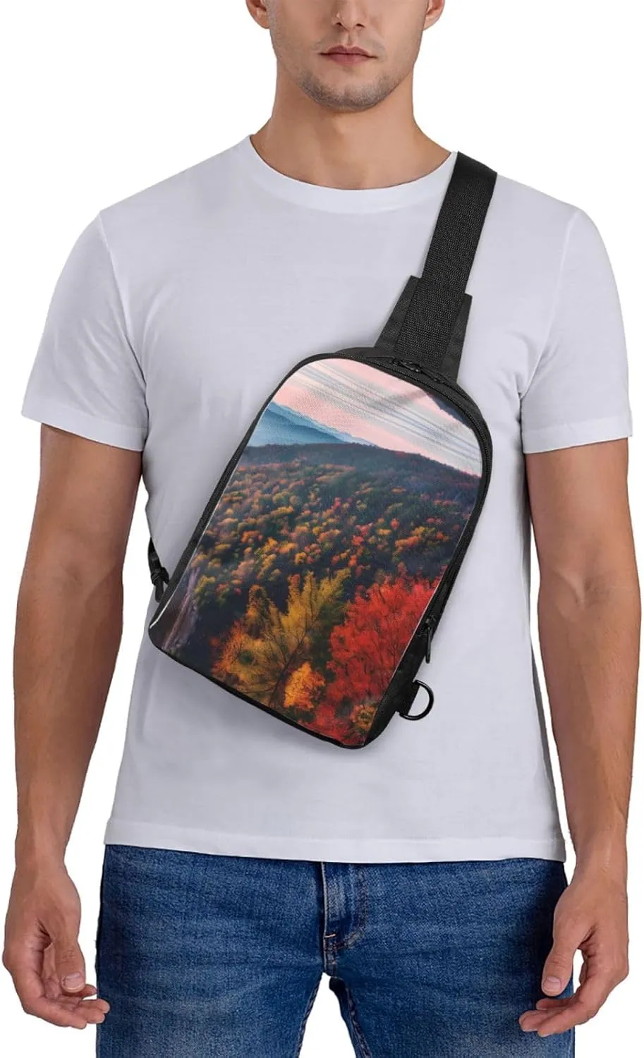 Smokey Mountain Cliff Dual Pocket Chest Bag - Versatile Purse, Sling Purse - Ideal for Concerts, Sports, Travelling, & More