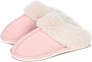 SNOWDROP Women's Memory Foam Slippers - Non-Slip Soft Warm Cozy Fluffy Fuzzy Faux Fur - Indoor Outdoor House Footwear