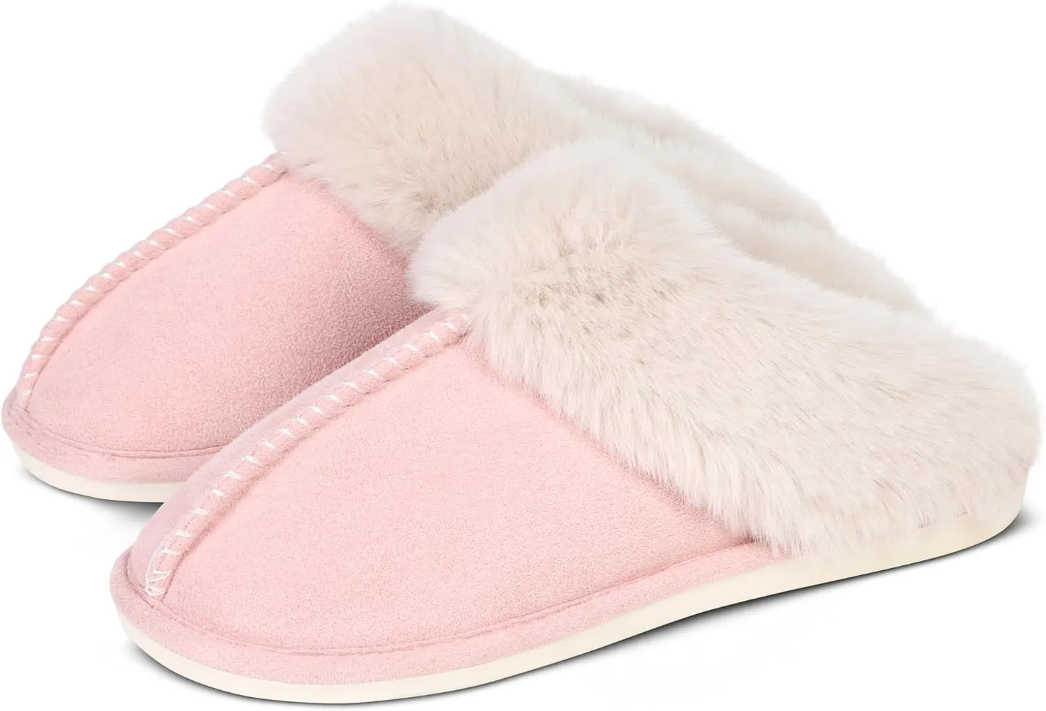 SNOWDROP Women's Memory Foam Slippers - Non-Slip Soft Warm Cozy Fluffy Fuzzy Faux Fur - Indoor Outdoor House Footwear
