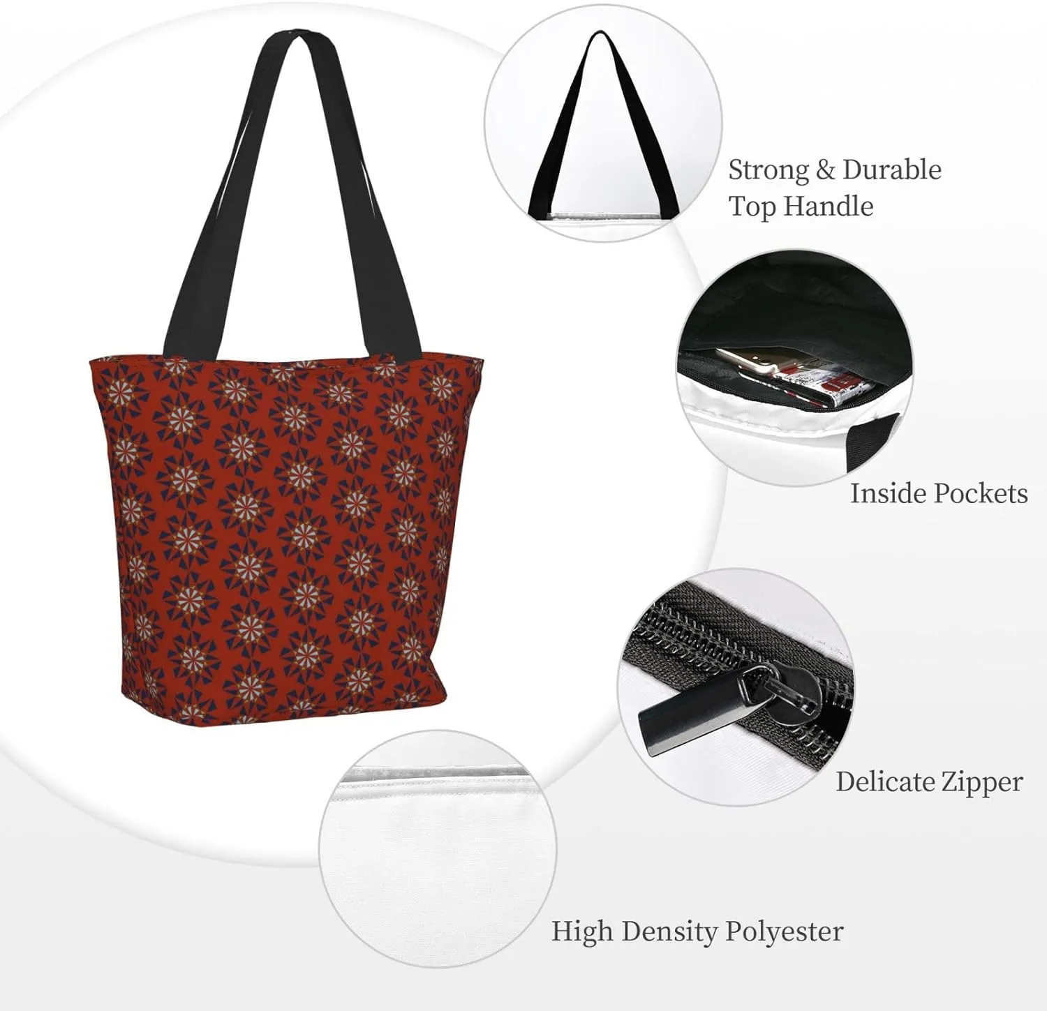 Snowflakes Red Green Stripes Tote Bag Women Reusable Shopping Bags Shoulder Bag Portable Storage HandBags